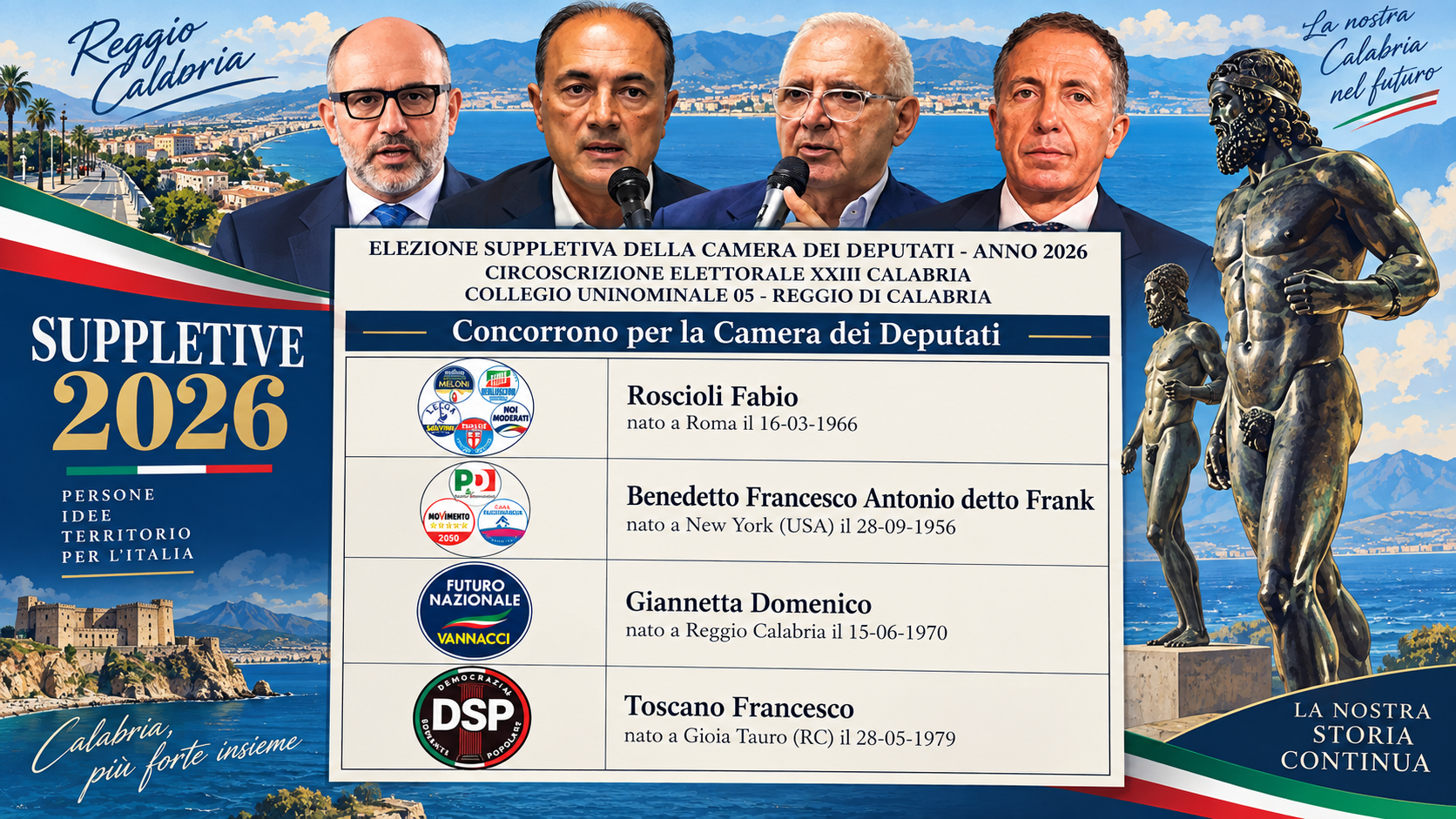 I quattro candidati di Reggio Calabria alla camera